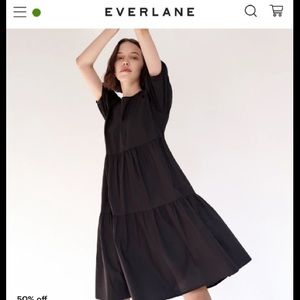 Everlane The Tiered Cotton Dress (Black, Size 2)